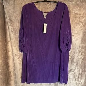 NWT Travelers By Chico’s Size 3 (16) Pavlova Elbow SS Top Color: Aubergine